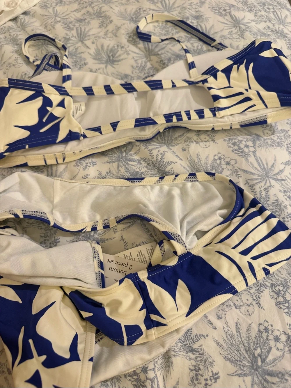 Kate Spade Blue and White Tropical Print Bikini Set NWT